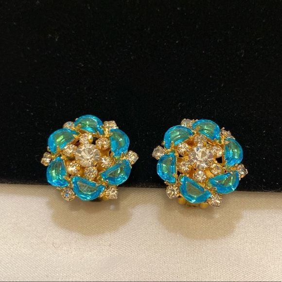 Vintage Freirich Rhinestone Earrings - Picture 1 of 9